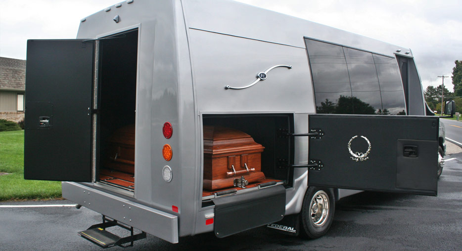 Silver Funeral Coach Casket Compartment